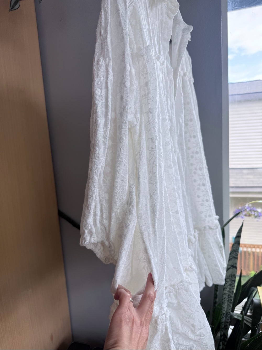 Line & Dot White Textured Ruffle Mini Dress - Picture 8 of 12